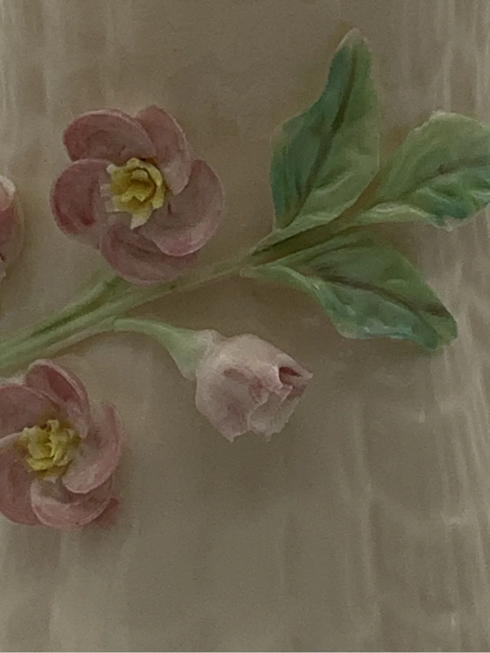Vintage Belleek Irish Fluted Vase with 3D Floral Design